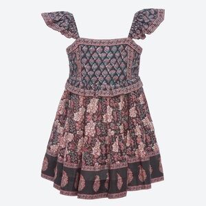 SEA - DONNA PRINT FLUTTER SLEEVE SMOCKED DRESS IN MULTI